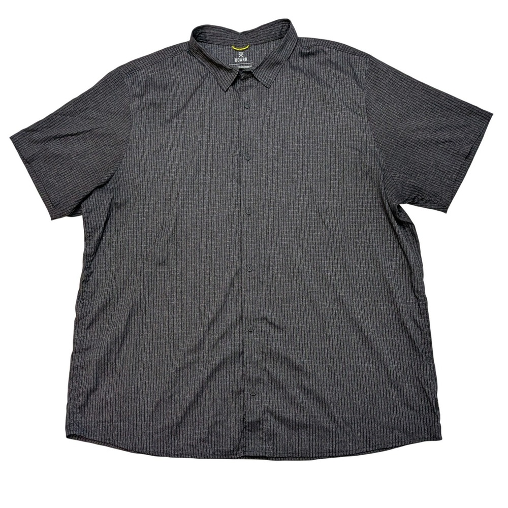 Roark Bless Up RW534 Shirt Mens XXL Gray Perforated Stretch Button Up